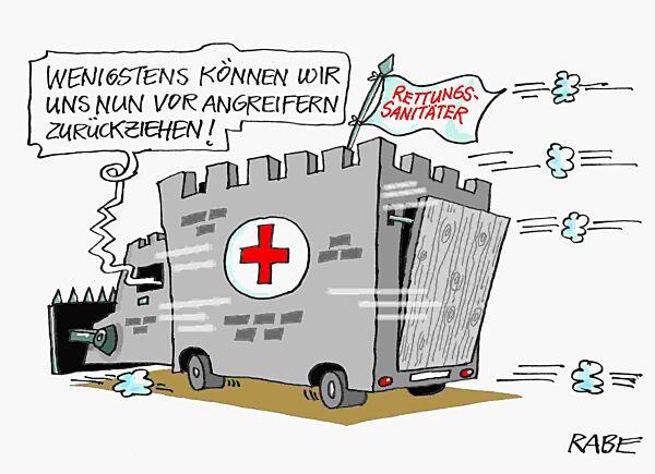Festungrettung Rettungssanitaeter Rettungswagen Bedrohung