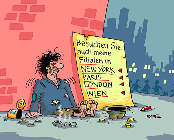 Werbung der besonderen Art in der Fussgaengerzone