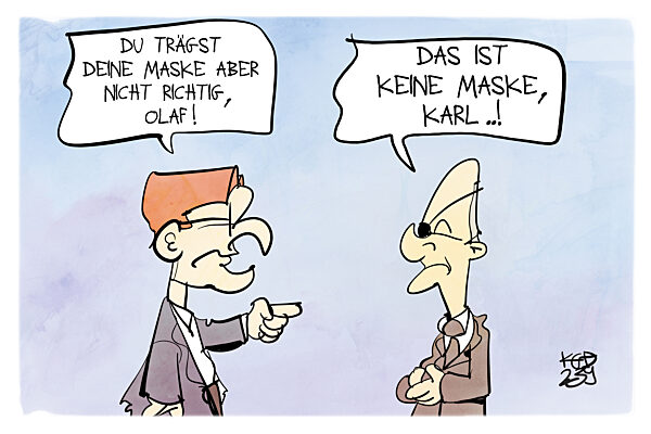 Scholz traegt Maske