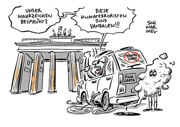 Protestaktion der Letzten Generation : Brandenburger Tor mit Farbe besprueh