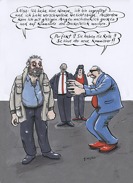 Schauspieler beim Casting fuer Krimiserie