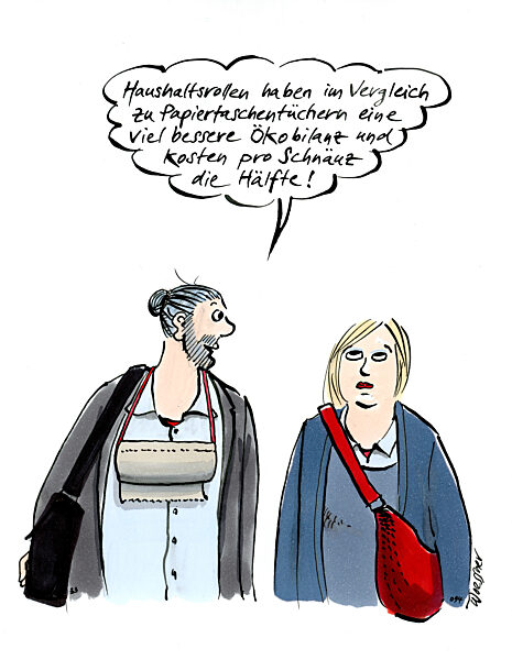 Paerchen spricht ueber Papiertaschentuecher