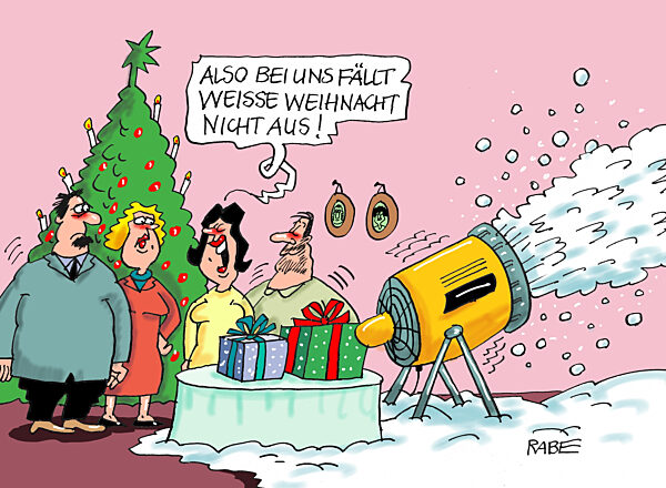 Schneekanone unterm Weihnachtsbaum