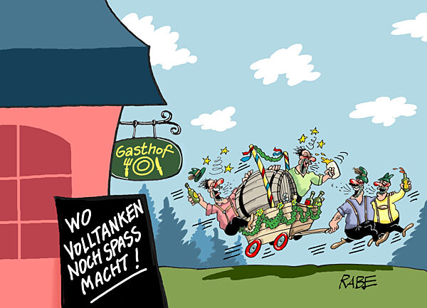 Spassgesellschaft beim Volltanken