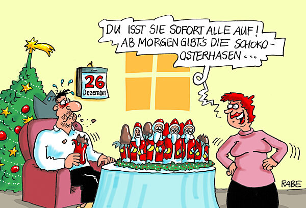 Schokoosterhasen und Weihnachtsmaenner