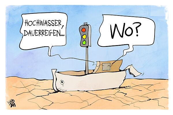 Die Ampel auf dem Trockenen