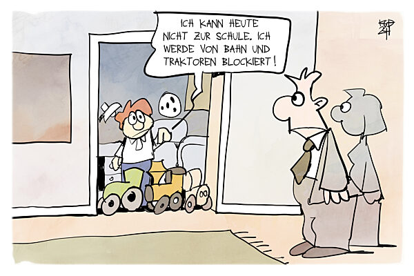 Blockade durch Bauern und Lokfuehrer