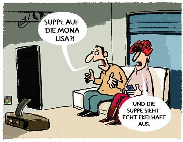 Klimasuppenaktion im Louvre ...