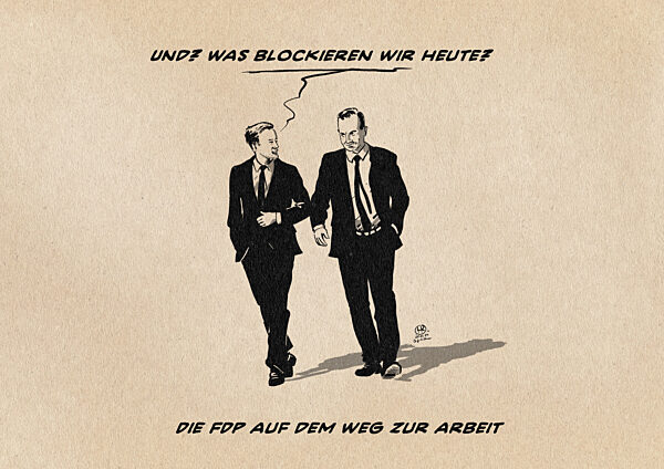 Die FDP auf dem Weg zur Arbeit