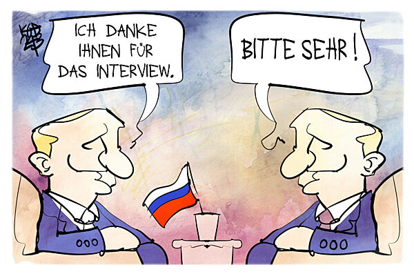 Putin gibt ein Interview im Staatsfernsehen