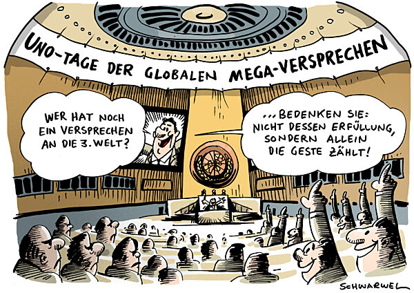 Uno-Tage der globalen Mega-Versprechen