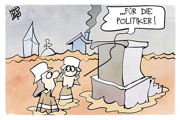 Politiker besuchen die Ueberflutungsgebiete