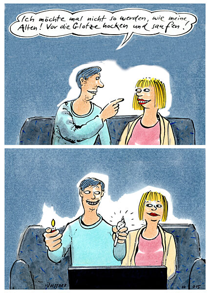 Paerchen vor Fernseher kifft