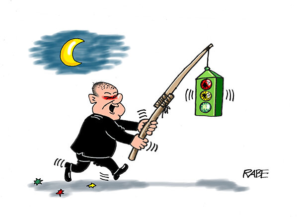 Olaf geht mit seiner Laterne