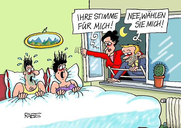 Im Schlafzimmer mit Sahra und FDP