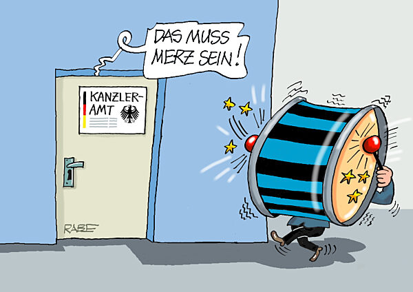 Merz haut auf die Pauke