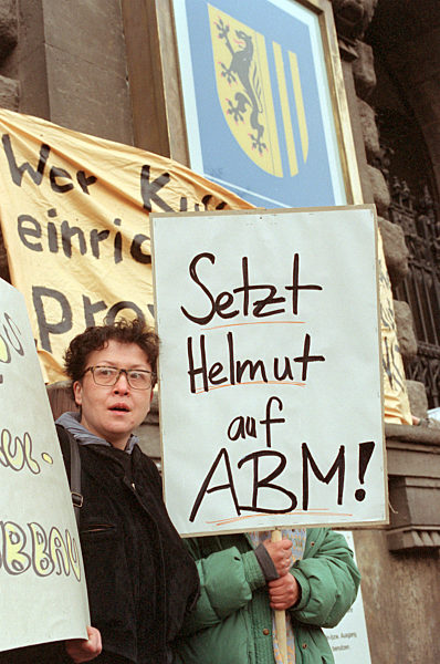Protest gegen den Abbau von ABM-Stellen