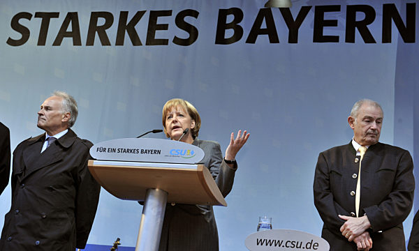 Wahlkampf CSU - Beckstein, Huber und Merkel