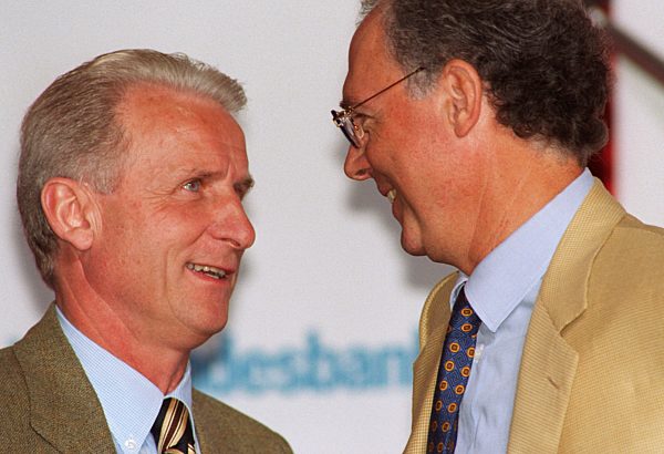 Bayern-Präsident und Bayern-Coach bester Laune