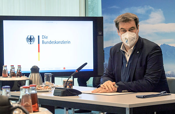 Videokonferenz Merkel und Söder