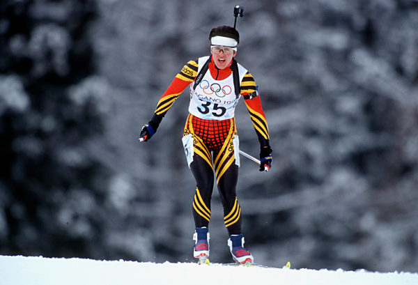 Uschi Disl, Aktion  Biathlon ,  Olympische Spiele in Nagano 1998