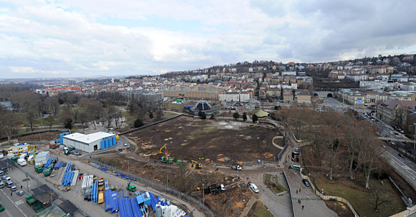 Stuttgart 21 Baufeld im Schlossgarten abgeholzt
