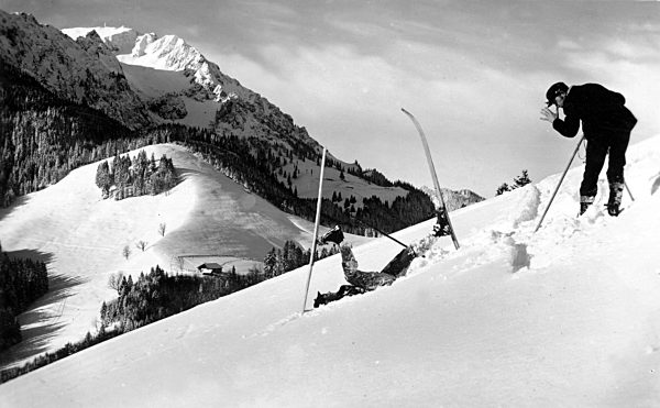 Wintersport, Skifahrer, Unfall ,Schadenfreude, 1920er Jahre...