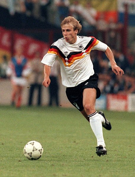 Soccer World Cup 1990: Juergen Klinsmann in action