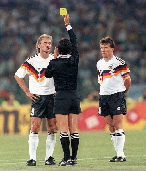 Soccer World Cup 1990: Germany vs Argentina - Rudi Voeller is booked