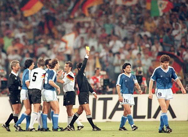 Soccer World Cup 1990: Germany vs Argentina - Yellow card for Gustavo Dezotti