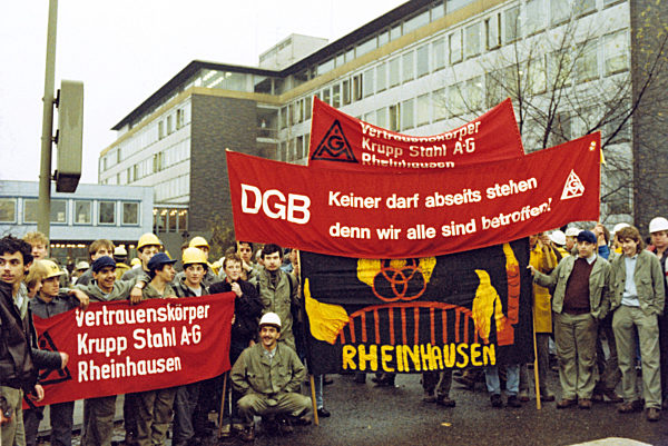 Demonstration der Krupp-Stahlarbeiter