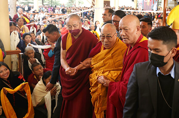 The Dalai Lama imparts Buddhist teachings, in India
