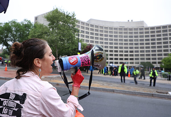 Protest outside the White House Correspondents' Dinner in DC