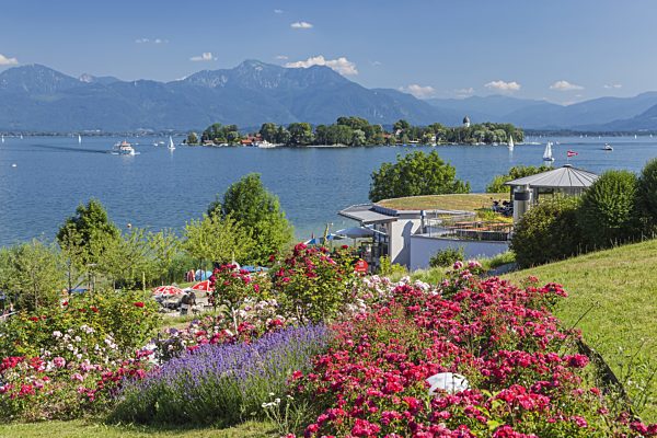 Chiemgau: View of Chiemsee with Fraueninsel