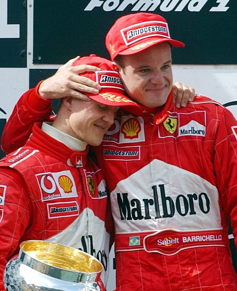 Formel 1: Schumacher und Barrichello auf Podium