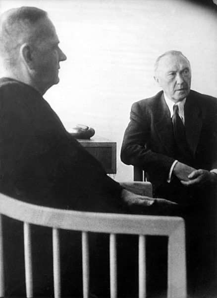 Adenauer and Schumacher at a meeting