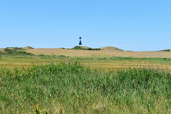 Sea mark Westbake on a dune of the East Frisian Island Juist, Germany