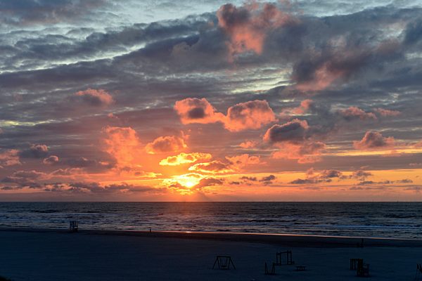 Illuminated sky above the beach, Germany