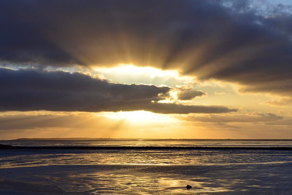 Dark clouds above the Wadden Sea in North Frisia, Germany