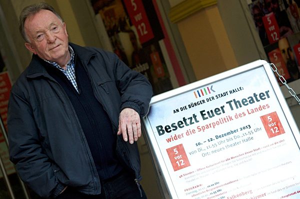 Protestaktion der Bühnen Halle