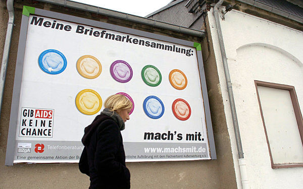 Advertisement for condoms against AIDS