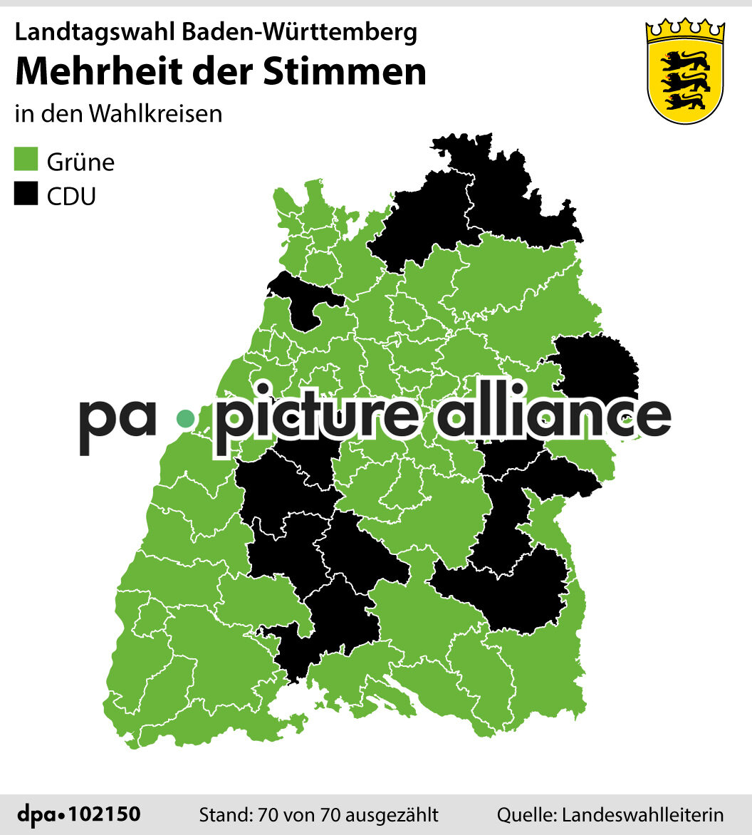 Landtagswahl Baden-Württemberg: Mehrheit der Stimmen (15.03.2021)