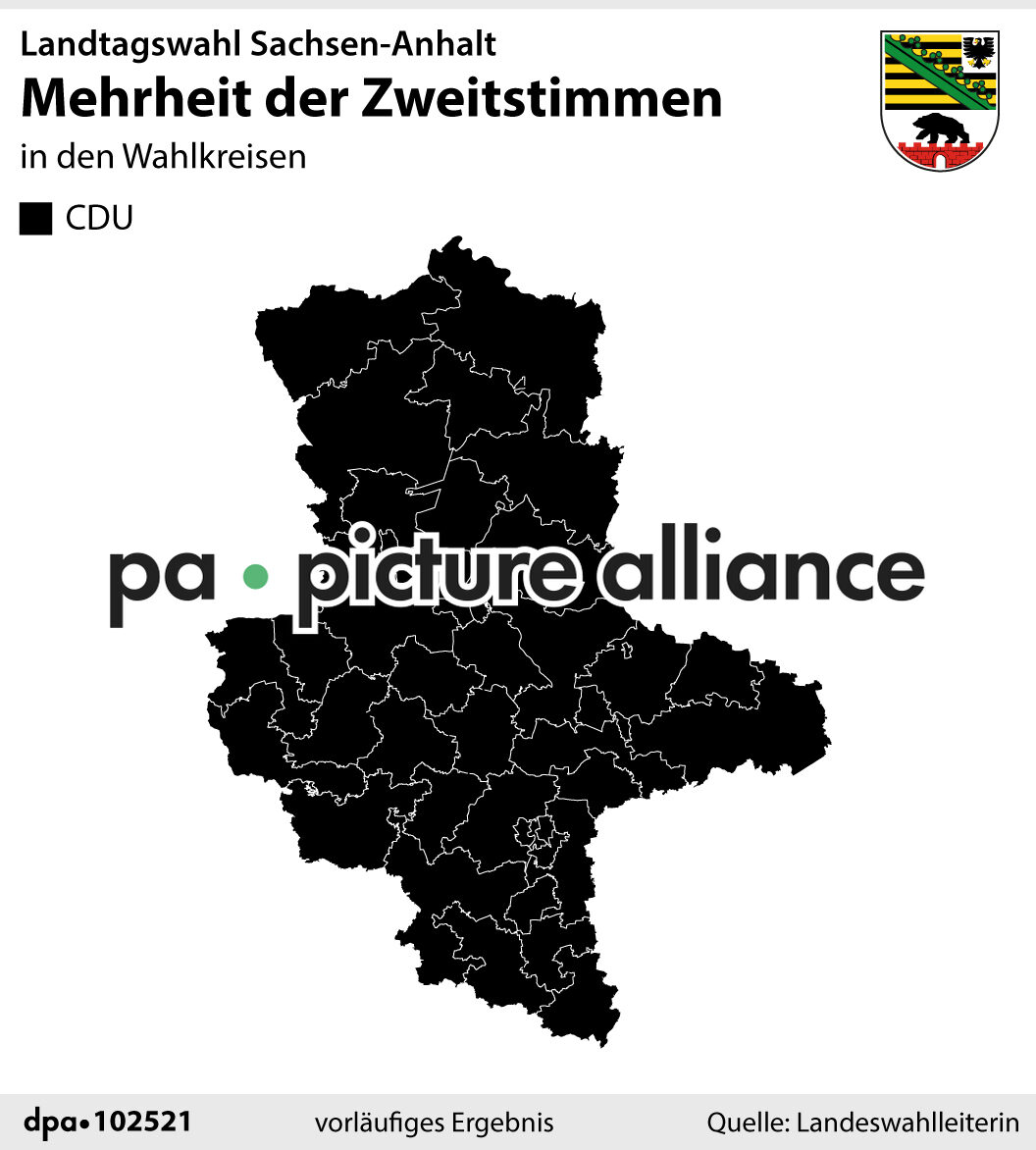 Landtagswahl in Sachsen-Anhalt: Mehrheit der Zweitstimmen (07.06.2021)