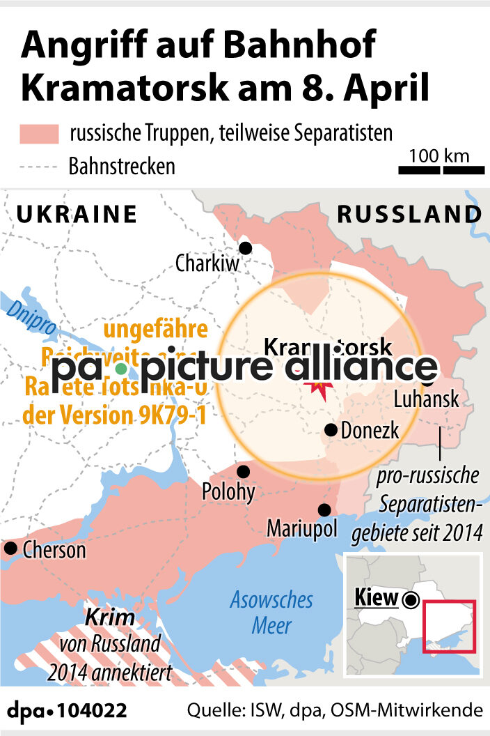 Angriff auf Bahnhof Kramatorsk am 8. April (14.04.2022)