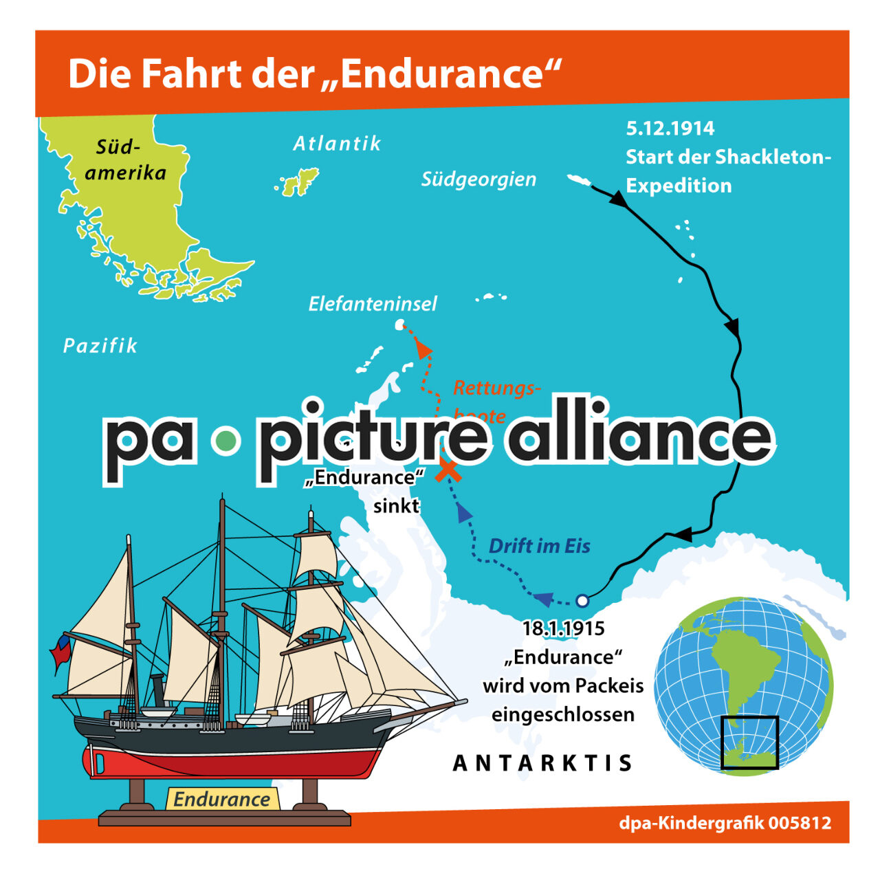 Kindergrafik: Die Fahrt der Endurance (18.05.2022)