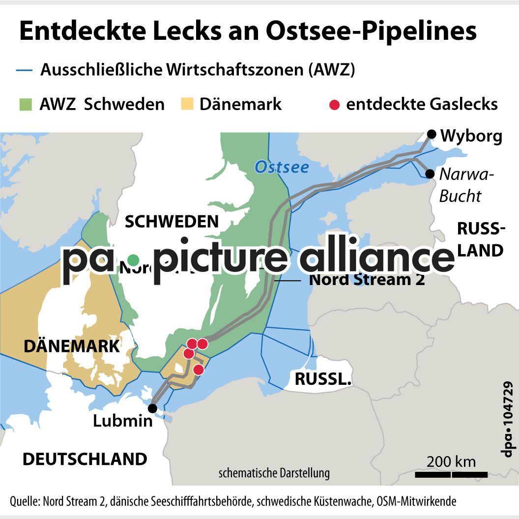 Entdeckte Lecks an Ostsee-Pipelines (18.11.2022)