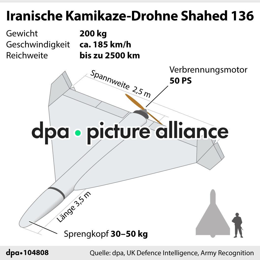 Iranische Kamikaze-Drohne Shahed 136 (05.03.2026)