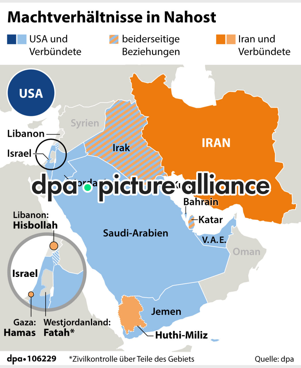Machtverhältnisse in Nahost (02.03.2026)