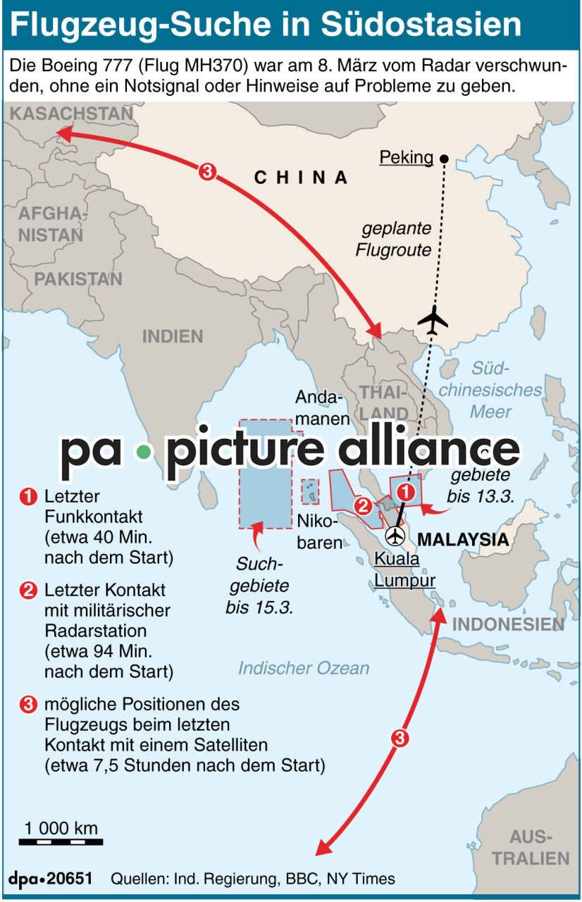 Flugzeug-Suche in Südostasien (Aktualisierung, 16.3.14) (16.03.2014)