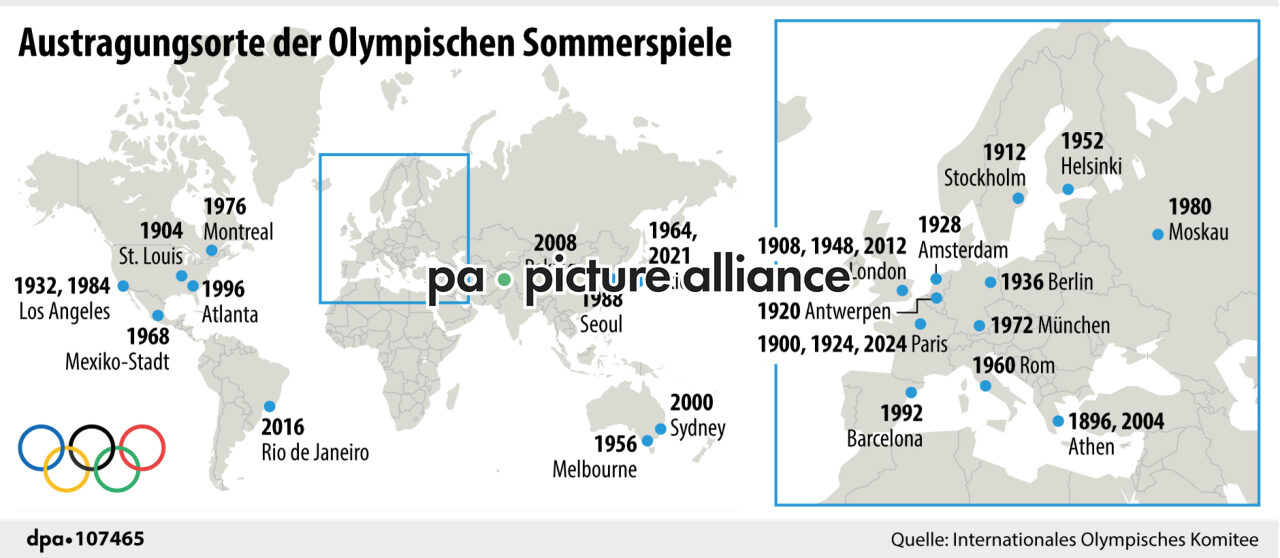 Austragungsorte der Olympischen Sommerspiele (15.07.2024)